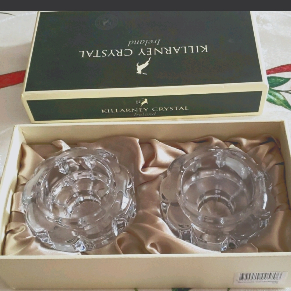 Christmas Gift♡ PAIR of Irish Crystal Candleholder NIB